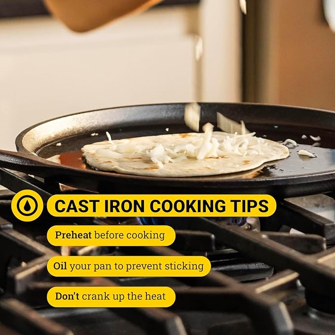 Lodge Round Seasoned Cast Iron Griddle, Round-Shaped, Pre-Seasoned Iron Griddle Pan - Non-Toxic, PFAS-Free Cookware - Compatible with Stovetop, Oven, Grill, or Campfire, 10.5 Inch (Pack of 3)