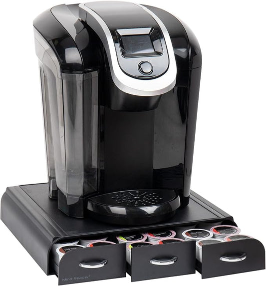 Mind Reader Single Serve Coffee Pod Organizer with 3 Drawers, 36 Pod Capacity, Countertop Coffee Storage for Single Serve Pods, Black