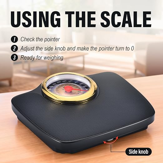 EILISON Mechanical Bathroom Scale for Home Use, Easy Read Analog Weight Scale with Large Dial Display in lb/kg, 400lb Capacity, Non-Slip Surface