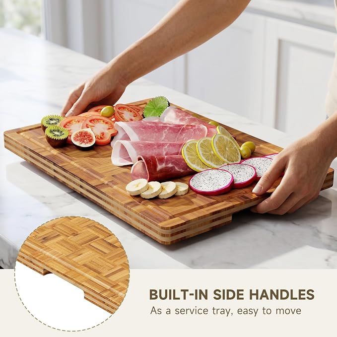 Large Cutting Board Set,Bamboo Wood Cutting Boards For Kitchen,3 Packs | Chopping Board With Juice Groove, For Butcher Block,Vegetables,Fruits And Cheese