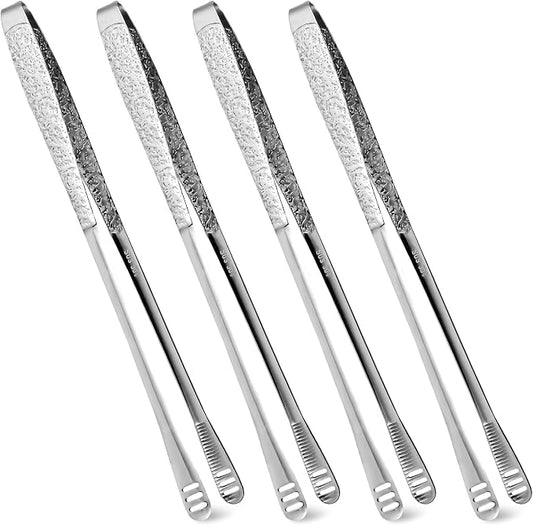 4Pcs 9.5-Inch Stainless Steel Korean BBQ Grill Tongs | Japanese Barbecue Tongs for Cooking, Portable Kitchenware for Home, Outdoor, Steak, Salad, Food