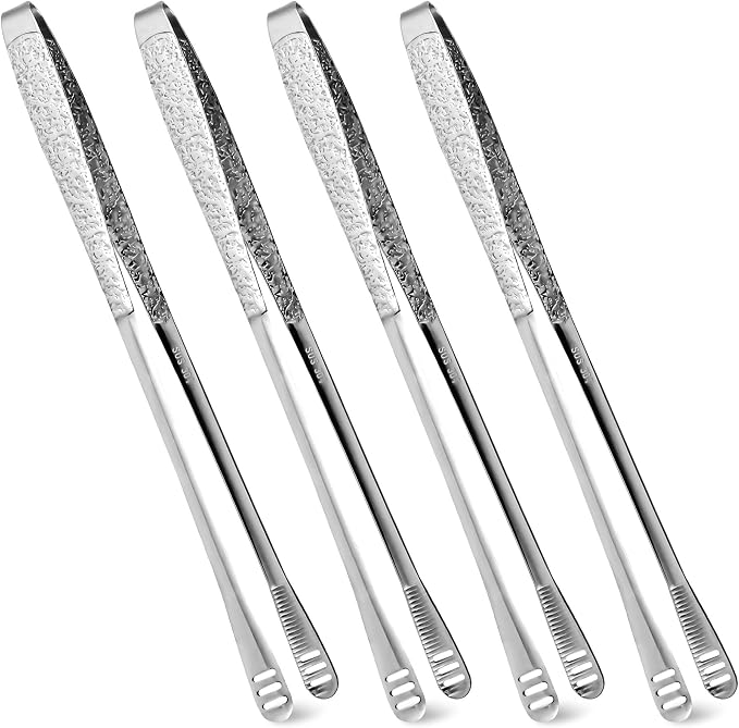 4Pcs 11-Inch Stainless Steel Korean BBQ Grill Tongs | Japanese Barbecue Tongs for Cooking, Portable Kitchenware for Home, Outdoor, Steak, Salad, Food