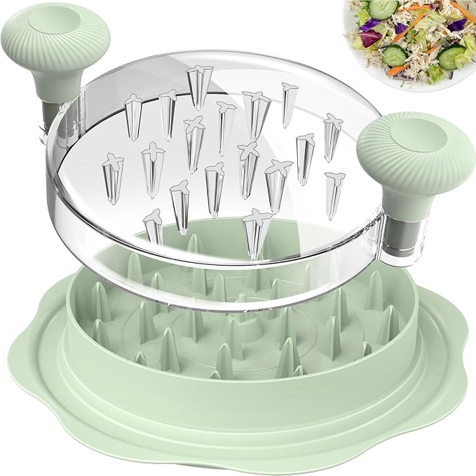 Ukeetap 10" Pro Chicken Shredder Tool Twist Large for Kitchen, Green | BPA-Free Food-Safe Meat Grinder, Visible Chicken Breast Meat Shredder with Strong Anti-Slip Bottom & Ergonomic Handle