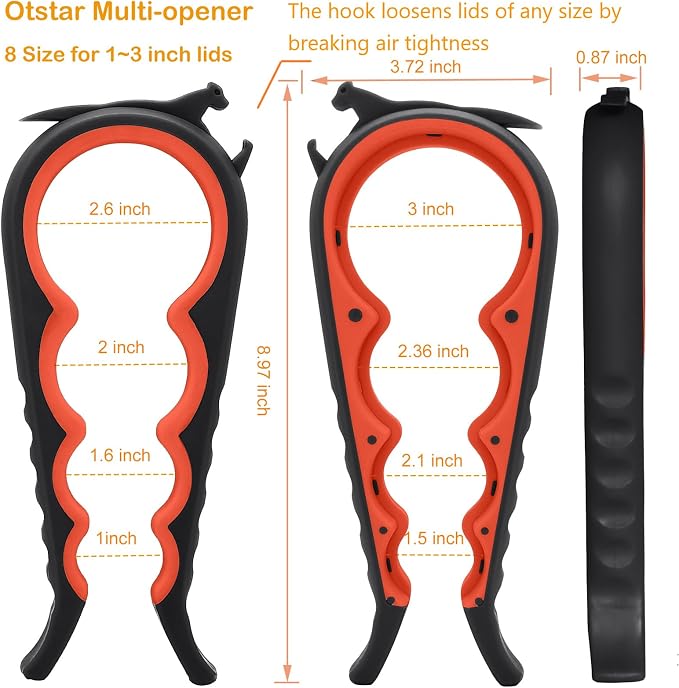 Jar Opener for Weak Hands, 5 in 1 Bottle Opener for Seniors with arthritis | Multifunction Lid Opener, Adjustable, Non-slip, Effortlessly Open Jars Bottles and Ring Pull Cans,Included Rubber Gripper Pad