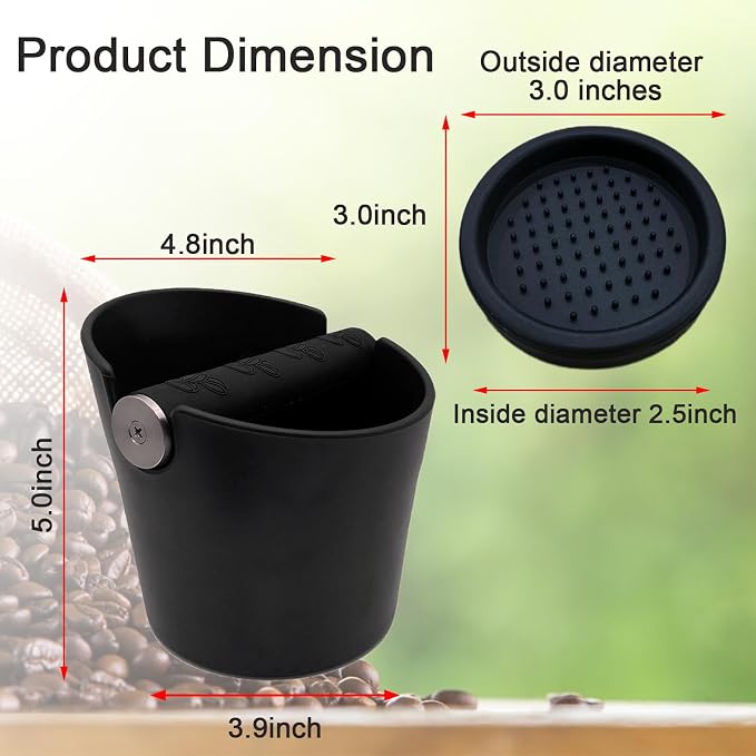 HOMEE 4.8 Inch Espresso Coffee Knock Box with Silicone Round Tamper Mat | Detachable Metal Knock Rod,Non-Slip Base,Easy to Clean,Barista Style Knock Box Suitable for Home Kitchen & Small Coffee Bar