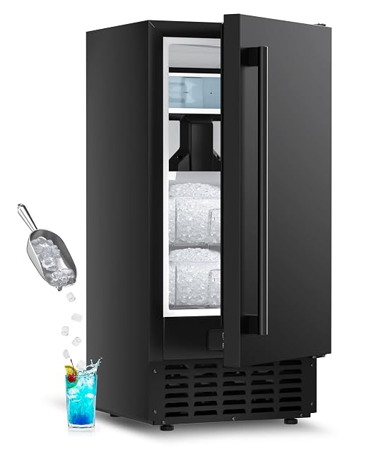Commercial Ice Maker 68Lb/Day, Under Counter Nugget Ice Machine with 2 Ice Drawers, Built-in Freestanding Ice Maker with Auto-Cleaning & 24H Timer for Bar Restaurant Cafe Black