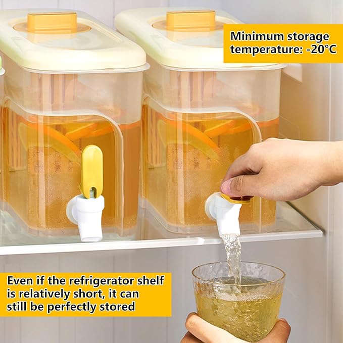 Drink Dispenser for Fridge 1 Gallon Beverage Liquid Drink Container with Spigot for Party Upgraded Gallon Water Dispenser Ice Tea Pitcher for Fridge