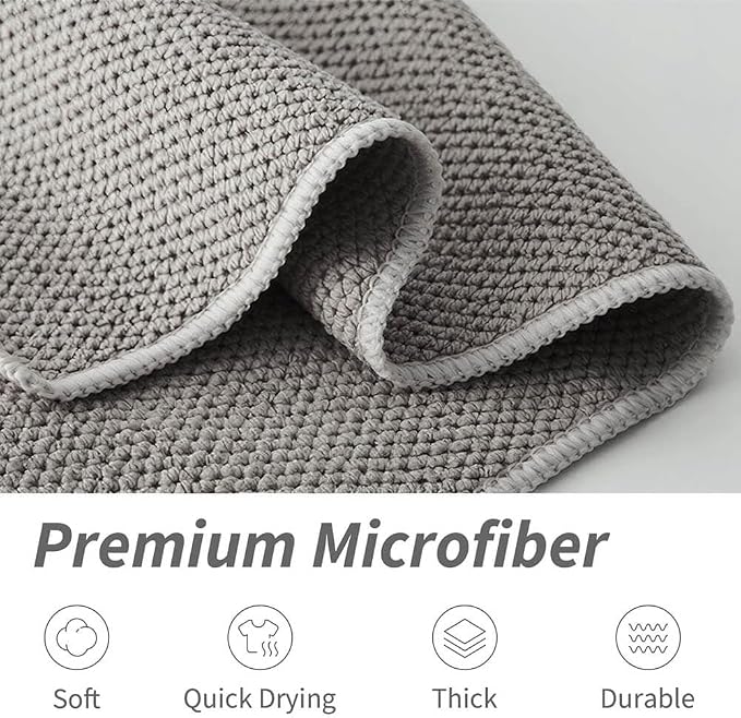 Barista Towel, Microfiber Cleaning Cloths, Espresso Machine Accessories for Coffee Bar, Steam Wand, Countertop, Milk Frother, Coffee Bar Accessories, 12”x12”, 6 Pack, Grey