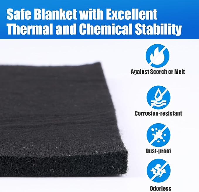 WISSCOOL 10MM Thick 12x12 Inch Fireproof Welding Blanket, Double Side Heat Pad Welding Mat Fire Resistant Carbon Felt Cloth Flame Retardant Fabric Protector Pad for Soldering Firepit Smoker