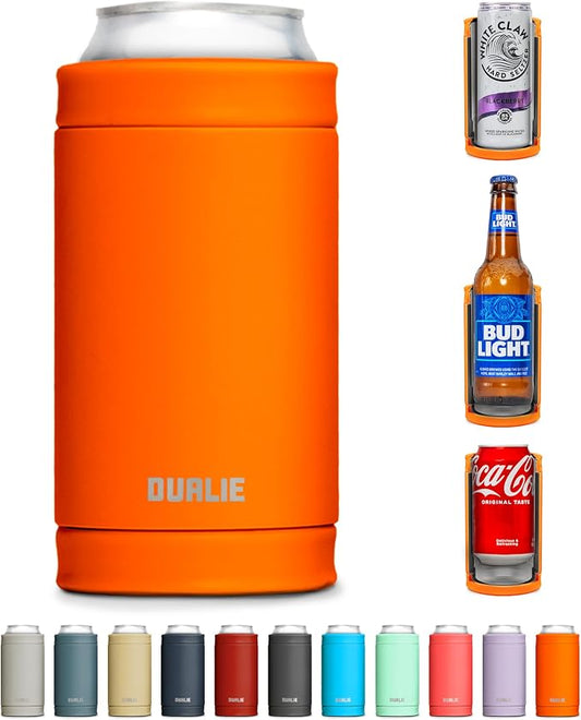 DUALIE 3 in 1 Insulated Can Cooler - 15+ Colors - Universal Size for 12 oz Cans, Slim Cans, and Bottles