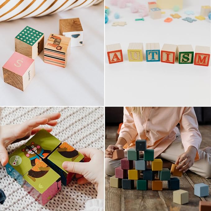 Wooden Blocks for Crafts 1.5 inch, 10 PCS Blank Wood Blocks for Crafts, Large Wood Cubes for Baby Shower, Crafting, DIY Projects, Letters, Stamps, Dice, Natural Unfinished Square Wooden Block