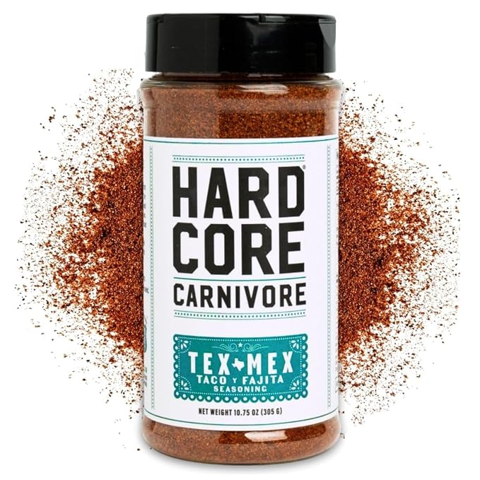 Hardcore Carnivore Tex Mex Grilling Seasoning, Taco & Fajita, 10.75oz | Texas-Made Spice Blend with Chili Powder, Cumin & Garlic - Great on Chicken, Beef, Nachos & Enchiladas MSG-Free & Gluten Free