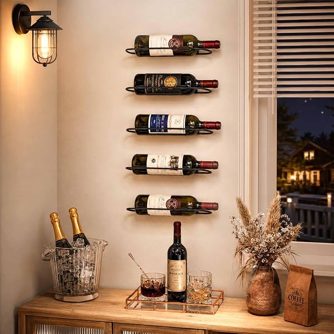 Wall Mounted Wine Rack: 2Pcs Individual Wine Bottle Holder - Liquor Storage | for Wine Cellar Home Kitchen Bar Decor