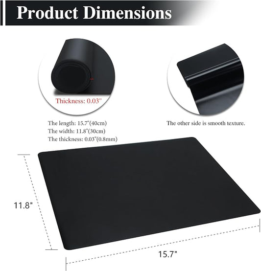 2Pcs Black Silicone Placemats, 15.7"x 11.8" - Kitchen Counter & Baking Silicone Mats