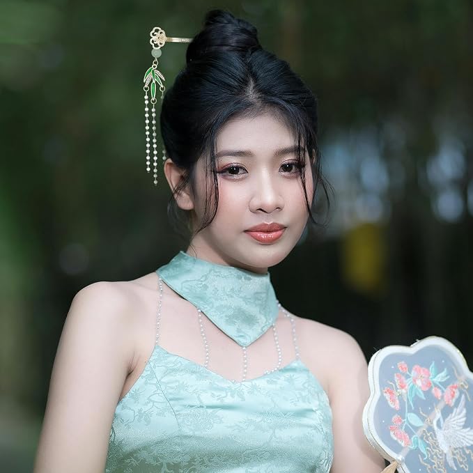7Pcs Chinese Hair Sticks Japanese Hair Pins Vintage Asian Traditional Hanfu Hair Chopsticks with Pearl Bead Pendants Hair Bun Updo Holders Long Thick Hair Accessories for Women
