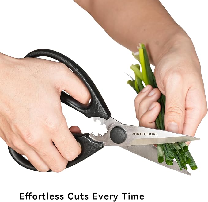 Kitchen Scissors for Food, HUNTER.DUAL Heavy Duty Come Apart Poultry Shears for Cooking, All Purpose for Cutting Chicken, Meat, Fish & Vegetables (Black, 8.26 Inch)