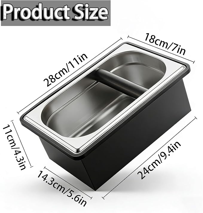 Espresso Knock Box,Stainless Steel Knocker Storage Box | Large Capacity Coffee Container,With Removable Shock-Absorbent Knock Bar and Anti-Slip Base