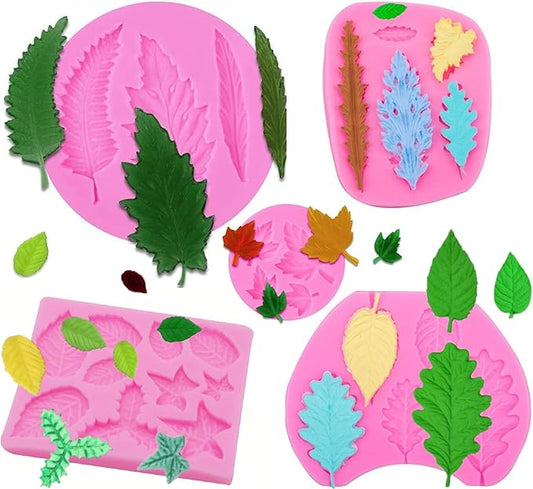 Leaf Silicone Mold Maple Leaf Candy Molds Fern Leaves Fondant Molds for Cake Decoration Polymer Clay