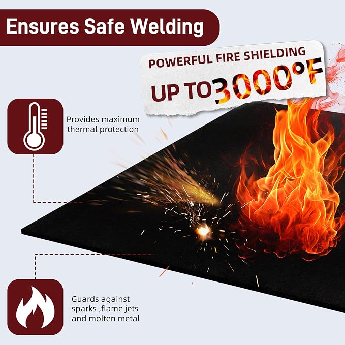 Large 40x40Inch Welding Blanket Pad Fireproof Flame Retardant Fabric for Stove Wick | 5mm Thick Carbon Felt Heat Resistant Mat for Industrial, Smoker, Soldering, Firepit, Grill & Welding Applications