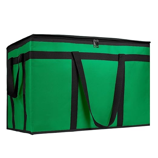 Bodaon Insulated Food Delivery Bag, XXXL Grocery Cooler Bag, Green, 1Pk | Pizza Delivery Bags for Hot/Cold Food, Commercial, Large Capacity Reusable Warming Bag, Catering Warmers for Parties/Picnic