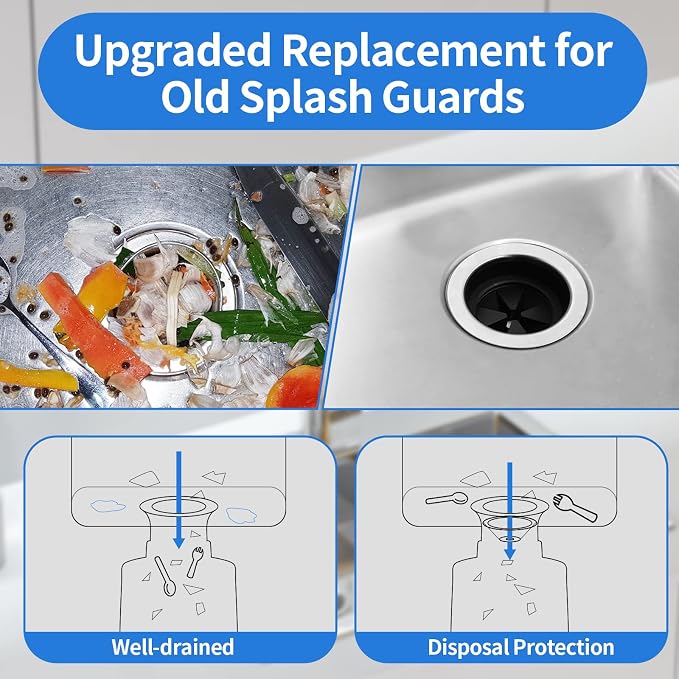 RQYEKDO Garbage Disposal Splash Guard,2 Pack 3 1/8 Inch Sink Baffle Disposer Drain Splash Guard Collar EPDM Rubber Upgraded Replacement Quiet Cover for Waste King, Whirlaway and GE Models