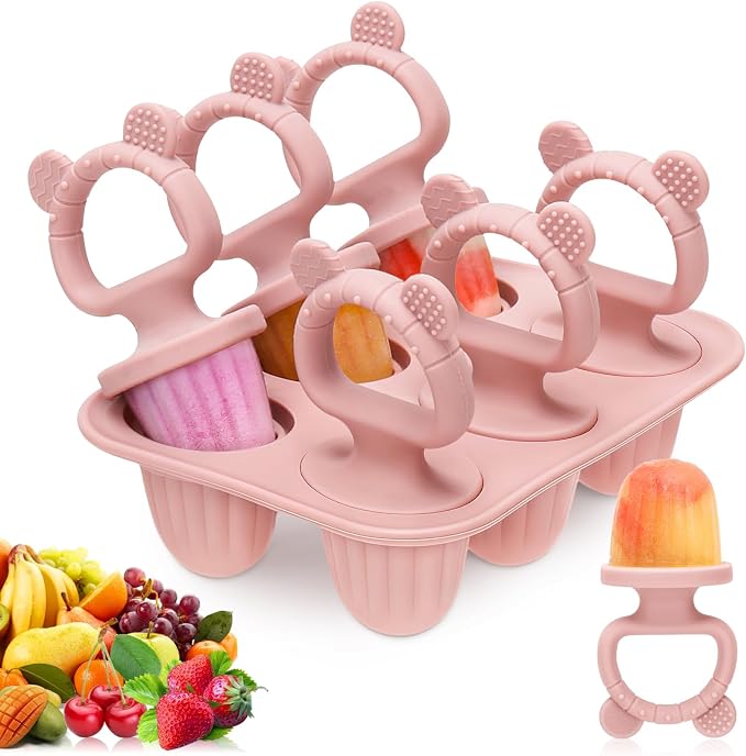 Silicone Baby Popsicle Molds with Sticks, Mini Popsicles Molds for Babies | Breastmilk Popsicle Molds for Teething Relief, Frozen Treats Maker Popsicle Maker Ice Pop Mold for Toddlers Kids(Pink)