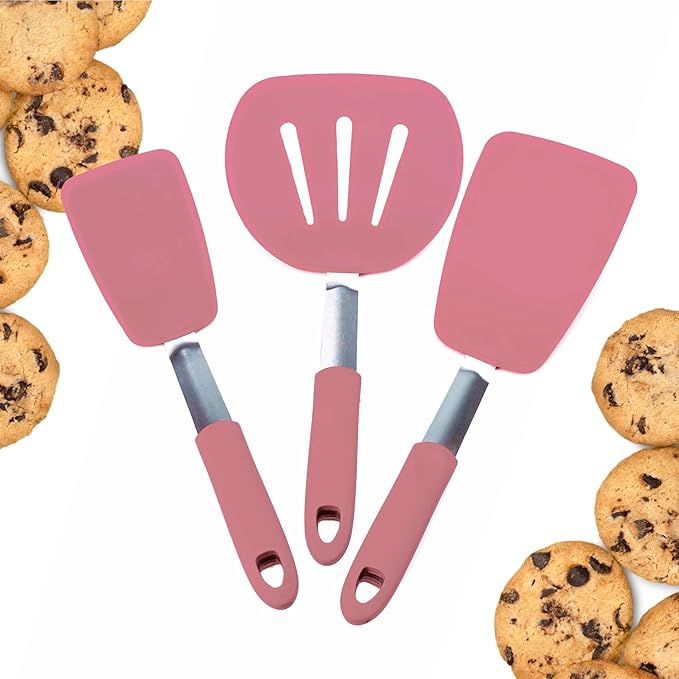 Starpack 'Flex & Flip' Flexible Silicone Turner Spatula Set (3 Pcs) - High Heat Resistant Spatulas for Cooking Egg 600°F - Silicone Pancake Turner Spatula, LFGB Grade Non Stick Rubber Kitchen Utensils