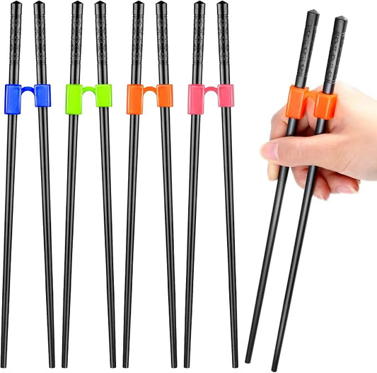 5 Pairs Reusable Chopsticks Helpers Training Chopstick for Beginner Replaceable Practice Chopsticks Non-slip Training Chopstick for Adults Learner(Polymer,Black)