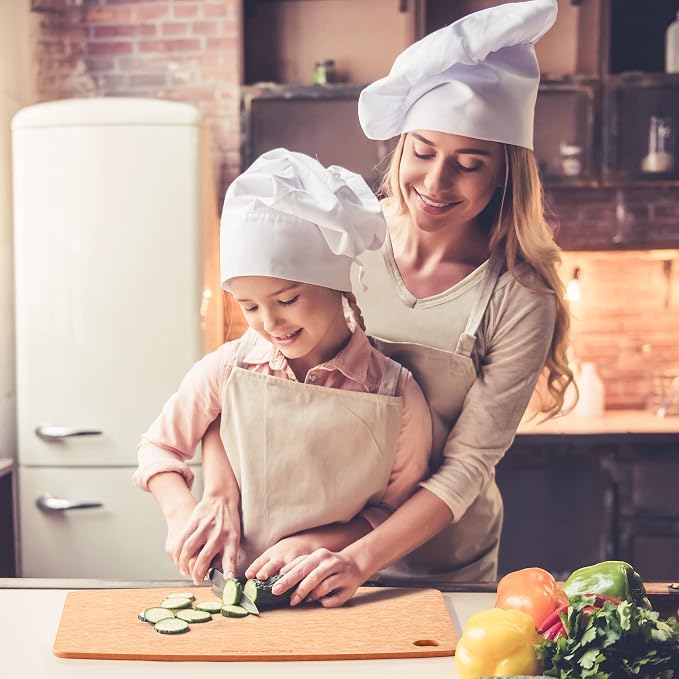Wood Cutting Board for Kitchen - Dishwasher Safe Composite Chopping Board | Lightweight Wood Fiber, Heat Resistant to 350F, Knife Friendly, Non Slip, BPA Free Board for Meat, Bread, Vegetable and Fruit