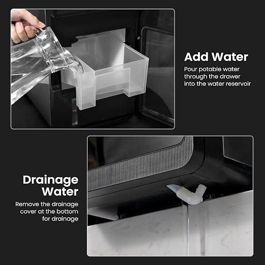 Kismile Clear Ice Cube Maker, 1.6" Square Ice Cubes,3 Pcs in 20 Mins, 155pcs/Day, 24H Timer, Self-Cleaning, Ice Maker Countertop with 5 Ice Sizes, for Whiskey, Cocktails & Bourbon