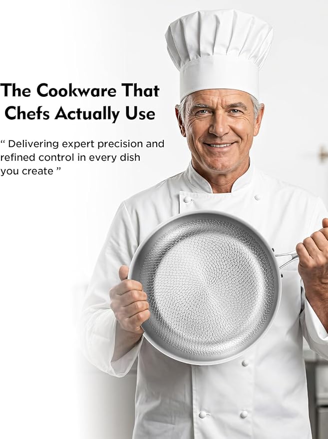 VocVoi Titanium pans for cooking,10"+12" Nonstick pro frying cookware | Uncoated Hammered Pure Titanium, PFOA/PFAS/PTFE Free skillets, Induction & Oven-Safe, Compatible with All Cooktops