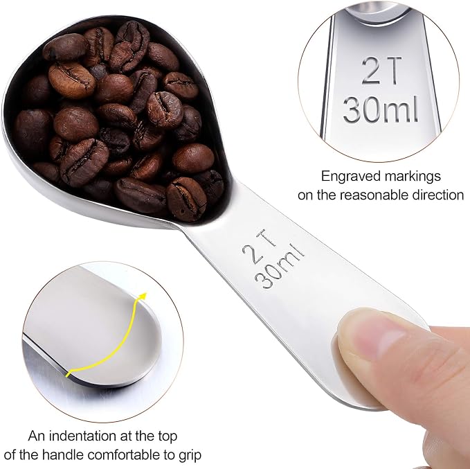 Patelai 3 Pieces Coffee Scoop Tablespoon Measuring Spoons Stainless Steel Coffee Scoops Short Handle Tablespoon for Tea Sugar Kitchen Gifts(30 ml,Silver)