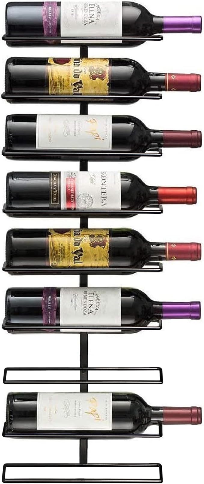 Sorbus Wall Mount Wine Rack – Holds 9 Bottles – Black Metal Wine Bottle Holder for Wall, Modern Wine Rack for Home Bar, Kitchen
