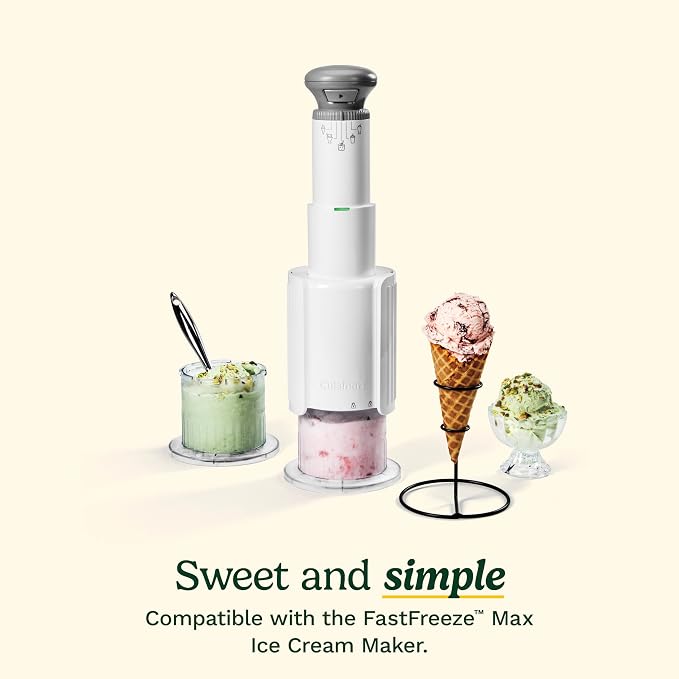 FastFreeze MAX Ice Cream Maker Dessert Cups 2-Pack – 1-Pint Freezer Cups with Lids, Dishwasher-Safe, Compatible with ICE-FD50 for Homemade Ice Cream, Sorbet, Smoothies & Frozen Desserts