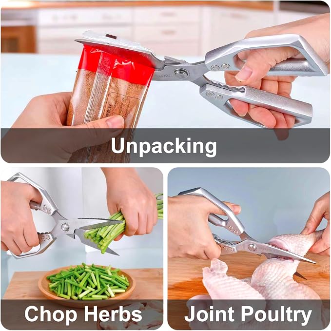 Professional Kitchen Scissors,Heavy Duty Multi-Purpose Food Cooking Shears for Jointing Chicken,Cutting Herbs,Opening Packages - Dishwasher Safe with Bottle Opener