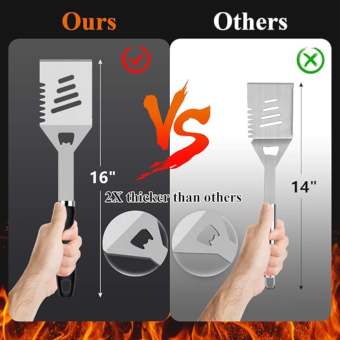 ROMANTICIST 23pcs Heavy Duty Grilling Gifts for Men Dad Fathers Day, Extra Thick BBQ Accessories Tools Set, Stainless Steel Grill Utensils Kit with Meat Claws,Canvas Bag for Outdoor Camping Black