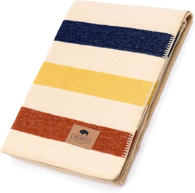 Chubbuck 100% Wool Blanket Camping (60" x 84") - Large Warm Blankets for Camping, Emergency, Outdoor Concerts and Home Use - Reversible, Fire Retardant Blanket, Warm Blankets for Winter (Lighthouse)