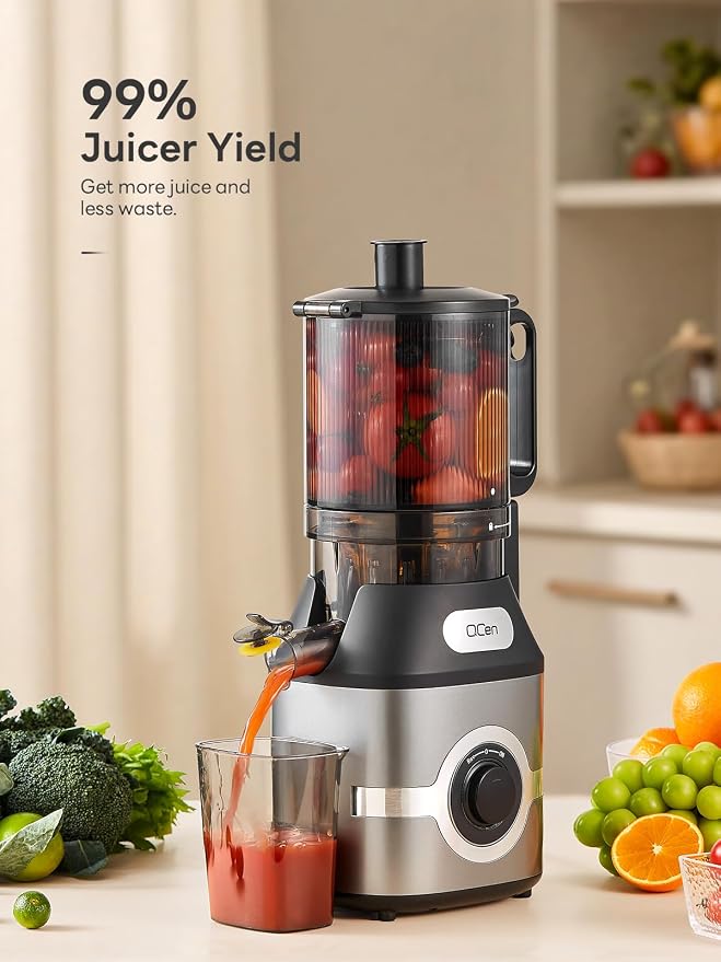 Cold Press Juicer Slow Masticating Machine with 5.5 Inch Chute(Gray) | Wide Feed Chute, For Whole Fruits And Vegetables, Easy To Clean, Gray Finish, Slow Juicing For Fresh Juice