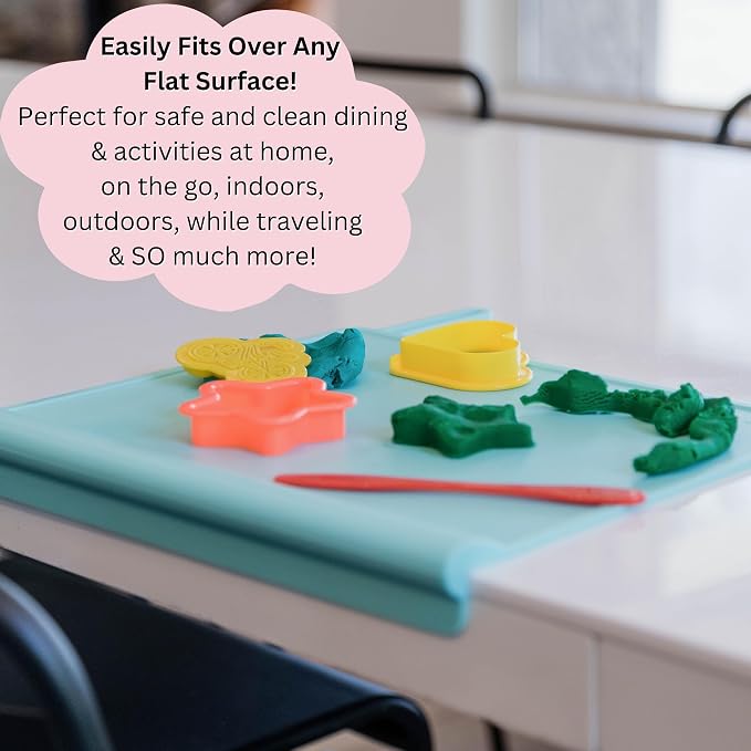 Silicone Placemats for Toddlers with Patented Edge Bumper | Kids Placemats Non Slip Travel Ready | Baby Placemat BPA Free for Restaurant Dining Table | Lilac
