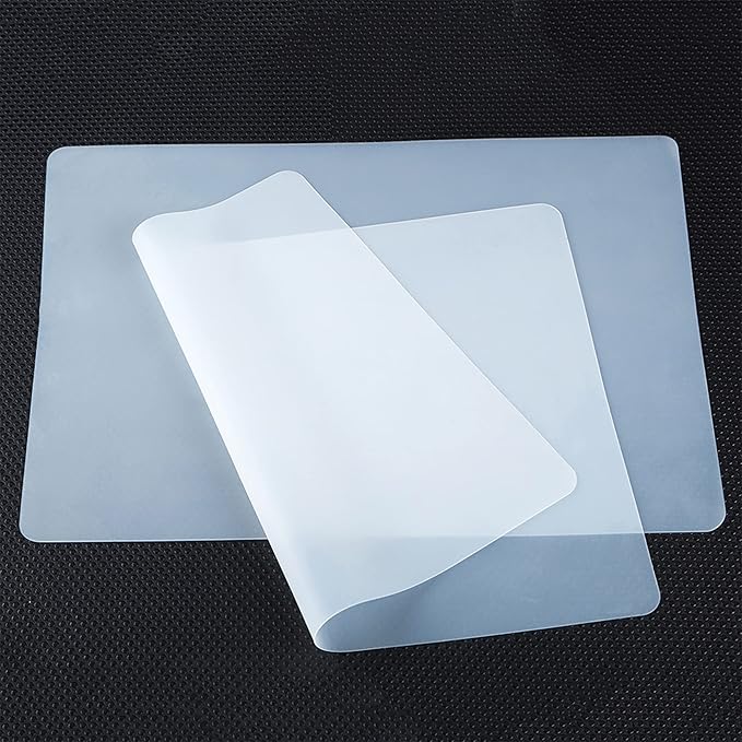 Small Silicone Mats for Crafts Clear: 10.24"W x 14.2"L Heat Resistant | 2 Pcs Nonstick Non-Slip Countertop Protector Placemats - Translucent Silicone Sheet for Jewelry Epoxy Resin Glitter Slime DIY