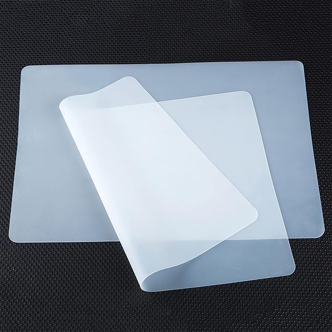 Large Clear Silicone Craft Mats: 13"W x 18"L Heat Resistant Non Slip | 0.8mm Thick Non Stick Silicone Sheet 2 PCS -Translucent Silicone Placemat for Epoxy Resin Jewelry Glitter DIY Crafts for Kids