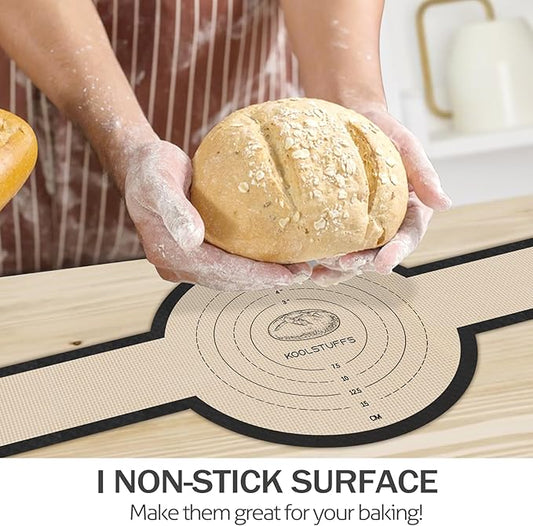 Silicone Bread Sling Oval and Round, 2 PCS Nonstick＆Reusable Bread Baking Mats, Easy-To-Clean Dutch Oven Liners, Sourdough Bread Baking Supplies (Oval and Round, Black)