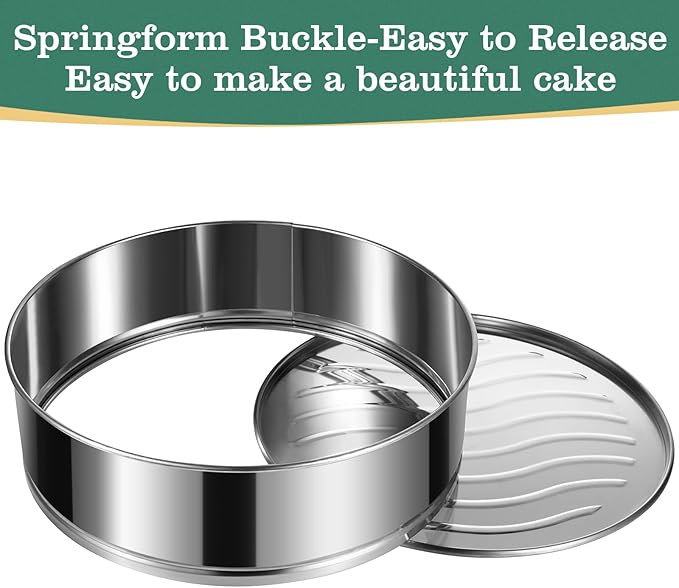 4" 7" 9" 10" Springform Pans Set of 4, Stainless Steel Cheesecake Pan with Removable Bottom, Leakproof & Nonstick Springform Cake Mold for Baking with 50 Pcs Paper Liners