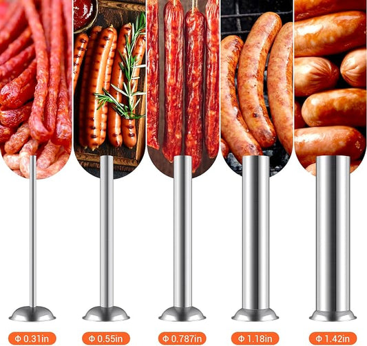Electric Sausage Stuffer Maker, Vertical Electric Stuffer 11 Adjustable Speed Stainless Steel Commercial Sausage Filler Meat Stuffers with 5 Stuffing Tubes, Home & Commercial (30Lb/15L)
