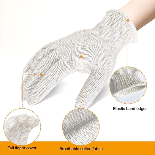 GSAFEME 12 Pairs Cotton Glove Liners for BBQ, Cooking, Grilling, Food Handling - Safety Work Gloves Hand Saver, Large