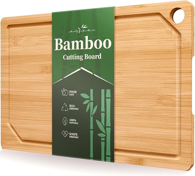 Kitsure Bamboo Cutting Board for Kitchen, X-Large, Natural | Multi-Sizes Wooden Cutting Boards for Chopping & Serving, Convenient Kitchen Essentials, Deep Juice Grooves