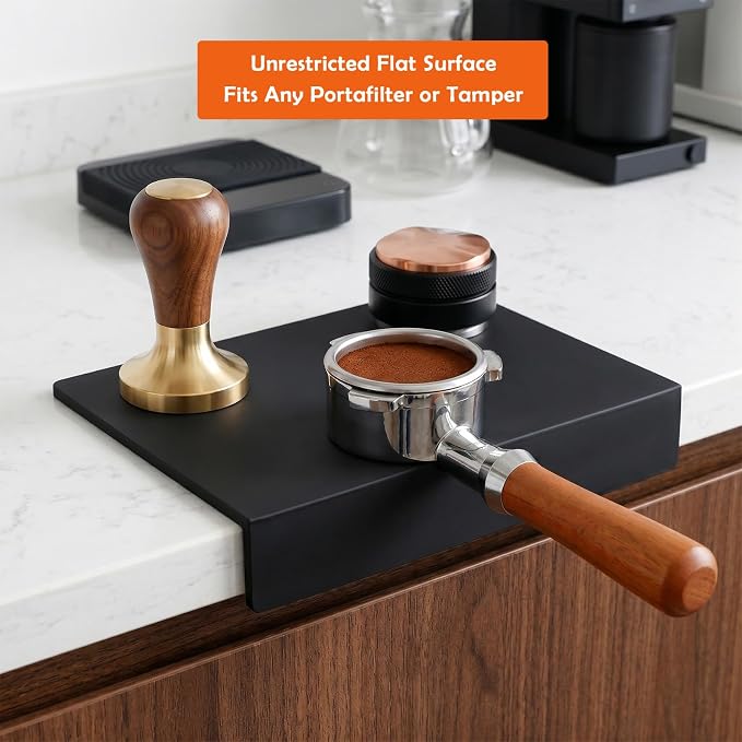 Minimalist Silicone Espresso Tamping Mat for Home Baristas | 5mm Thick Edge Drop Pad for Countertop Protection, Bottomless Portafilter Compatible Coffee Station Accessory, Easy Wash