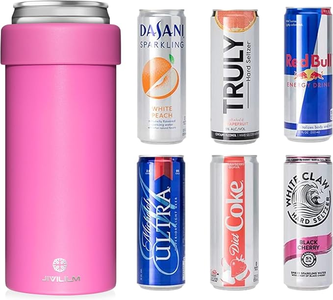 12 oz. Slim Can Cooler Insulated | Stainless Steel 12oz. Skinny Drink Holder for Soda, Hard Seltzer, Beer and Energy Drinks