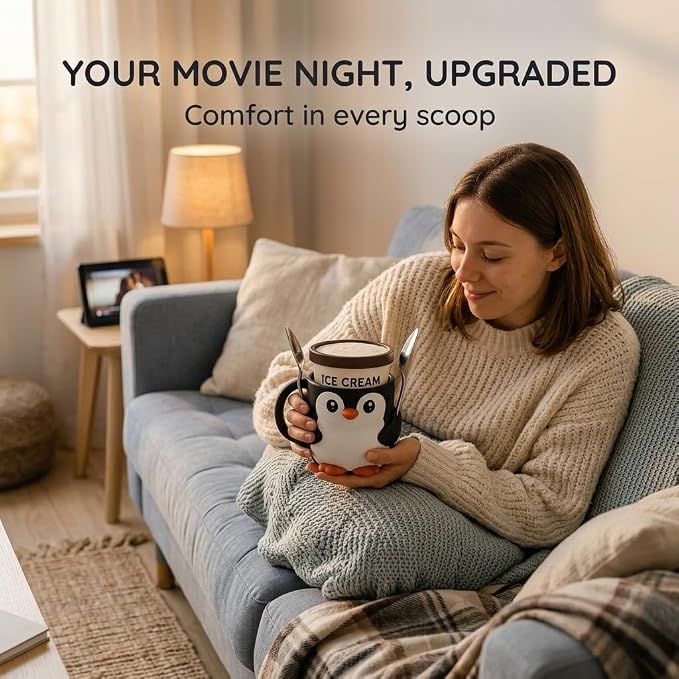 Ice Cream Pint Holder – Fits Standard Pints – Dual Spoon Sockets – Keeps Hands Warm – Fun Unique Designs with Vibrant Colors – Reusable Ice Cream Sleeve - Ramen Noodle Holder (Raccoon)