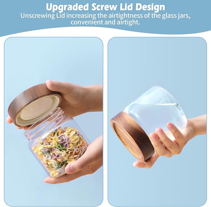 Small Glass Jars With Lids 16oz Spice Jars with Screw Lids Kitchen Clear Glass Storage Canister Container for Salt Herbs Cinnamon Coffee Seasoning Candy Cookie Tea (16oz(500ml)-2 pack)